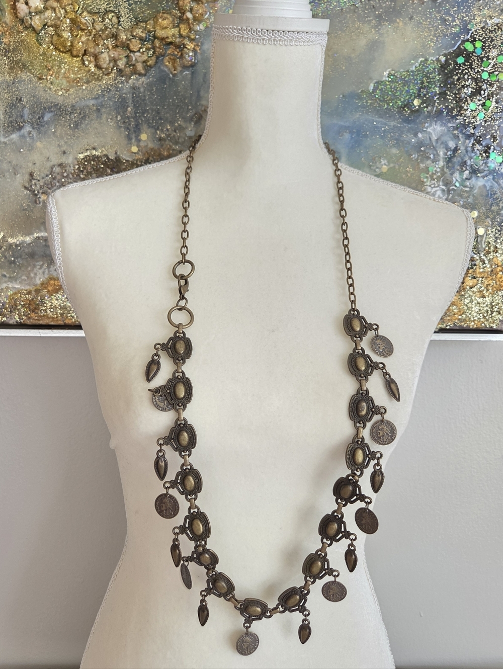 Long Bronze Charm Necklace - Women Jewelry